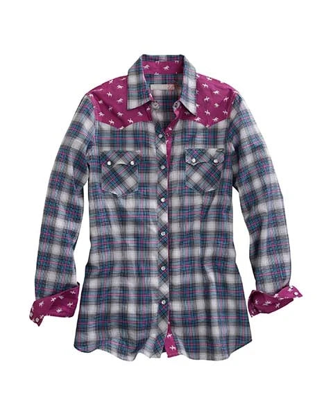 Tin Haul 00167 Star Ombre Plaid (Blue) - Women's Western Rodeo Shirt