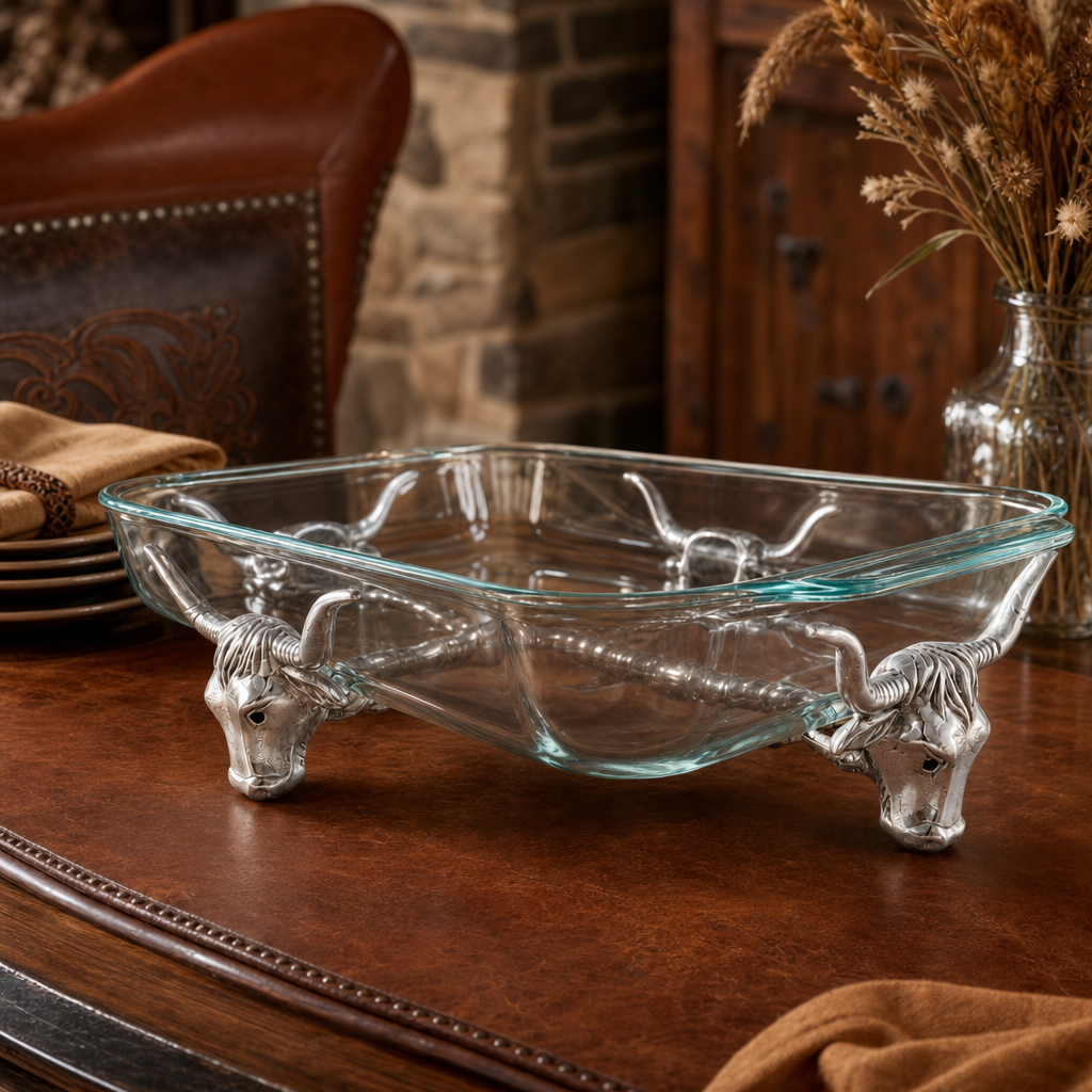 Long Horn Steer Pyrex Holder 3qt