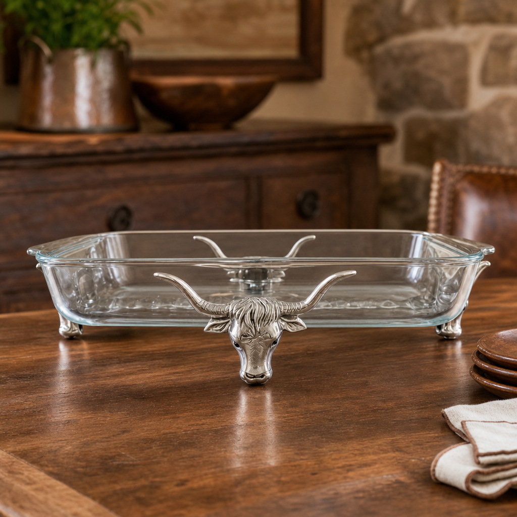Long Horn Steer Pyrex Holder 3qt