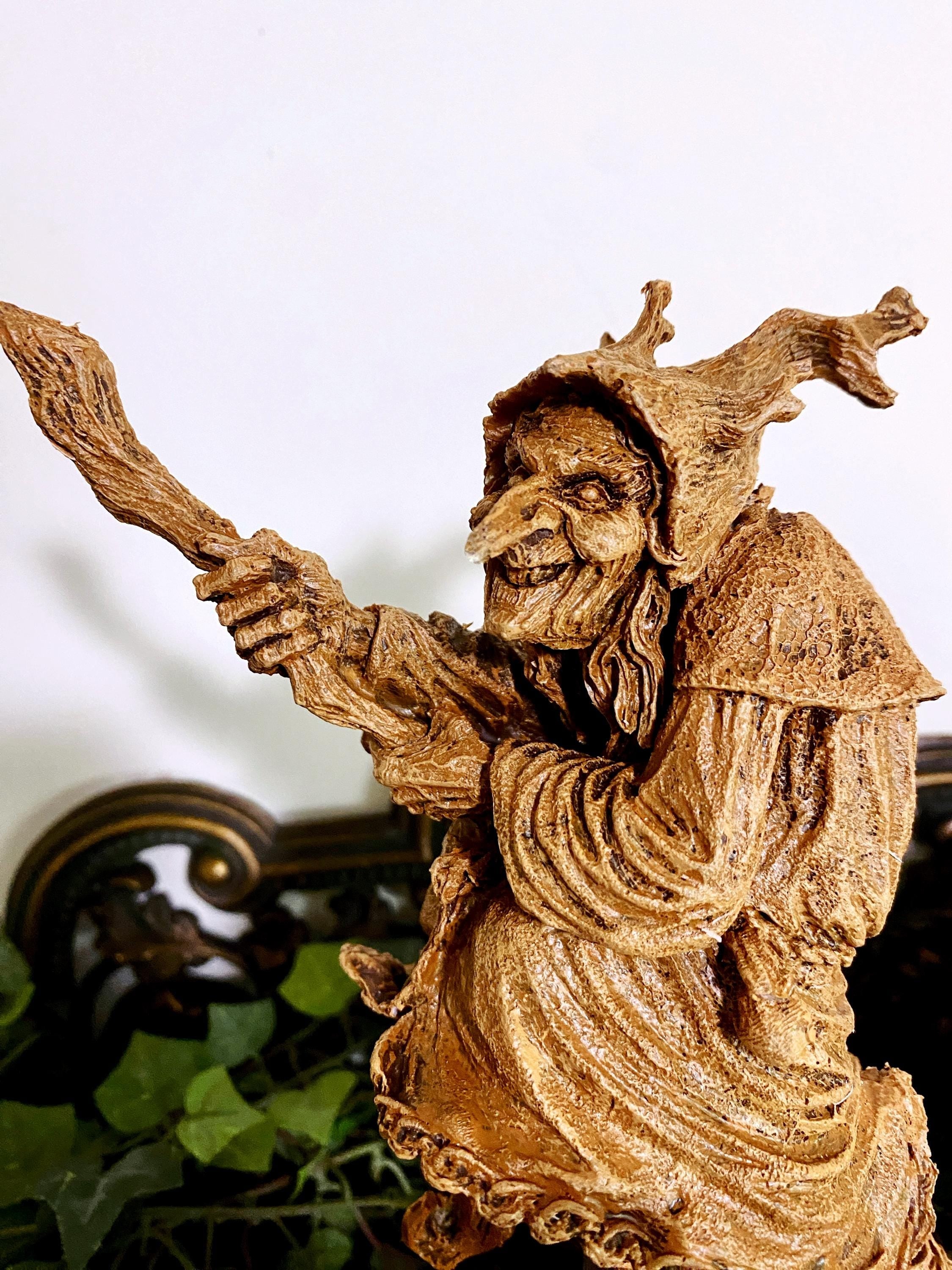 La Befana the Witch Statue, Hand Painted Resin Sculpture | Rustic Spooky Home Decor for Halloween