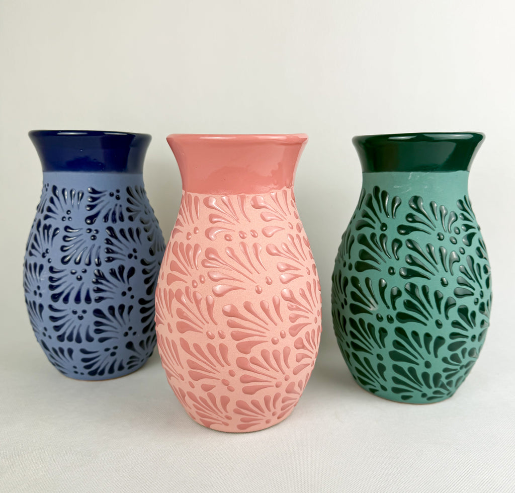 Talavera Style Flower Vase 9 Inch - Engobe Florero