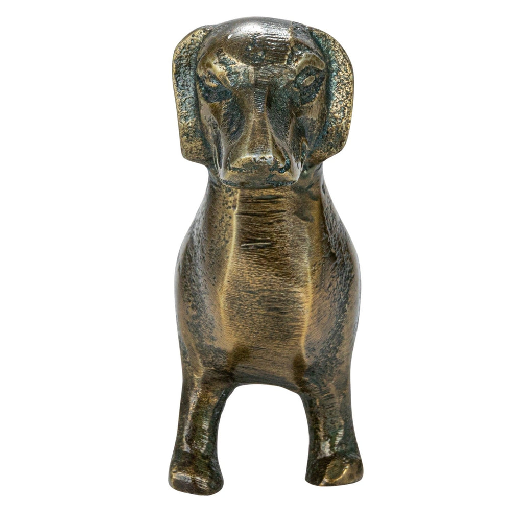 Antique Brass Cast Aluminum Dachshund Wiener Dog Figurine