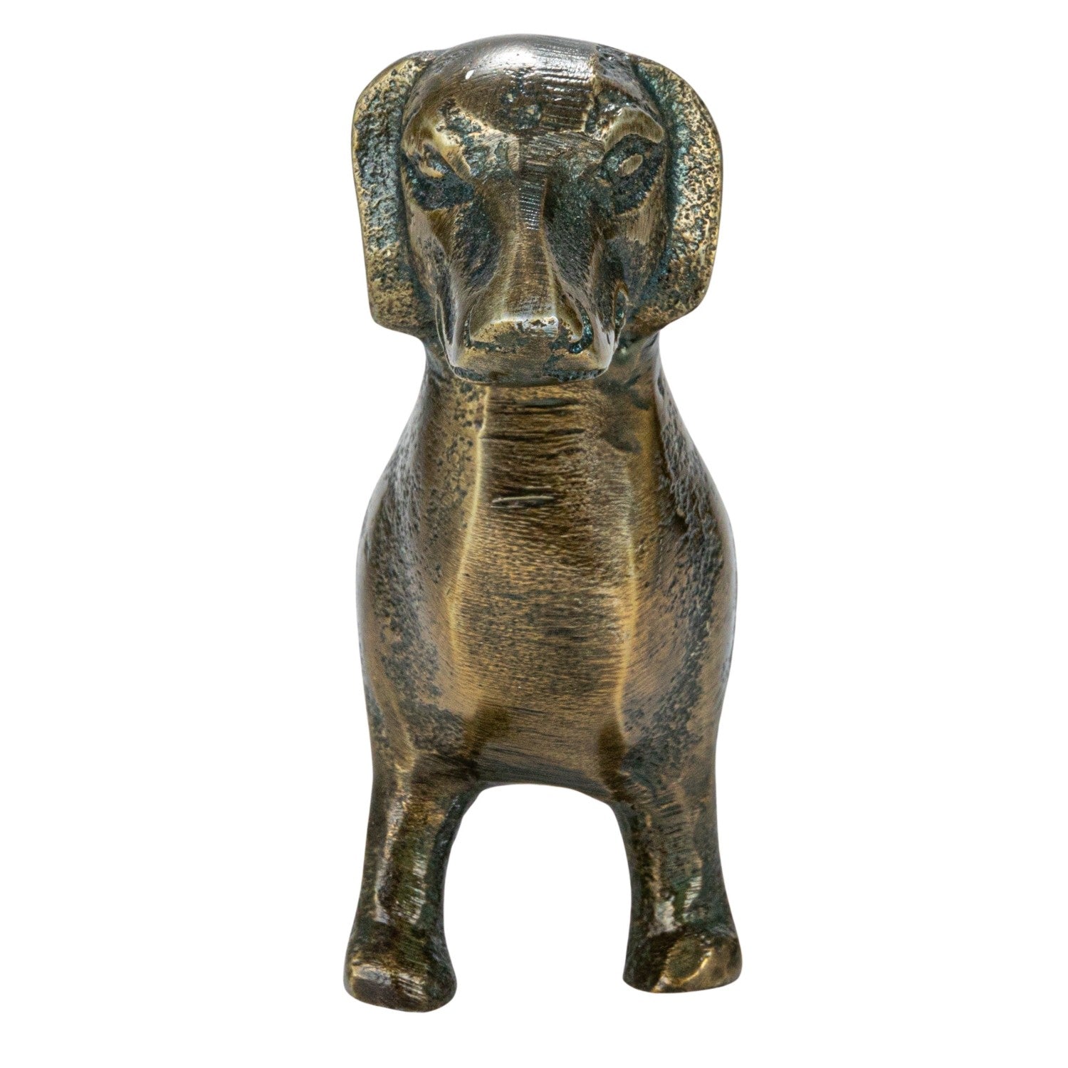 Antique Brass Cast Aluminum Dachshund Wiener Dog Figurine