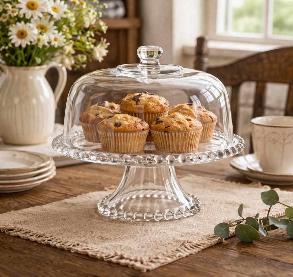 Elegant Glass Dessert Stand Set with Cloche Lids