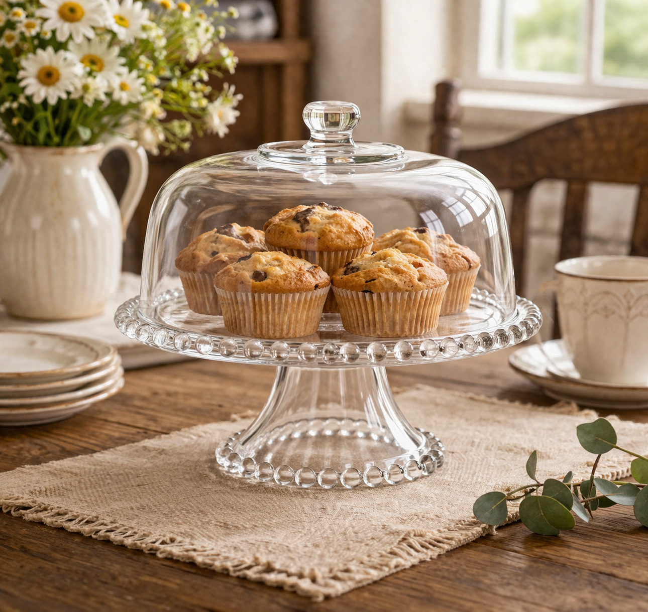 Elegant Glass Dessert Stand Set with Cloche Lids