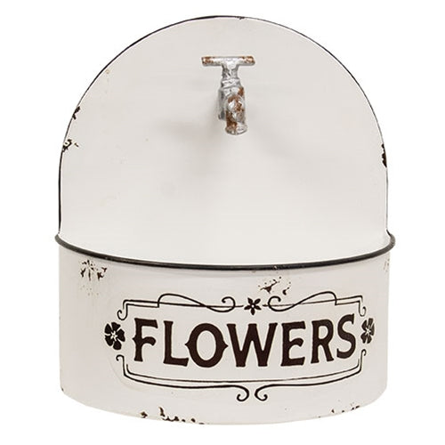 Rustic Distressed White Spigot Wall Planter