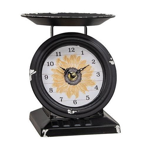 Vintage Sunflower Old Town Scale Clock for Farmhouse Decor