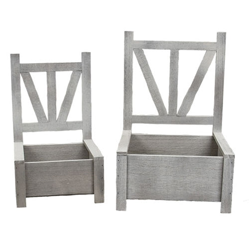 Set of 2 Rustic Garden Chair Planters