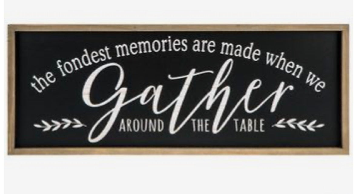 Gather Around the Table Framed Wall Sign (32" x 12")