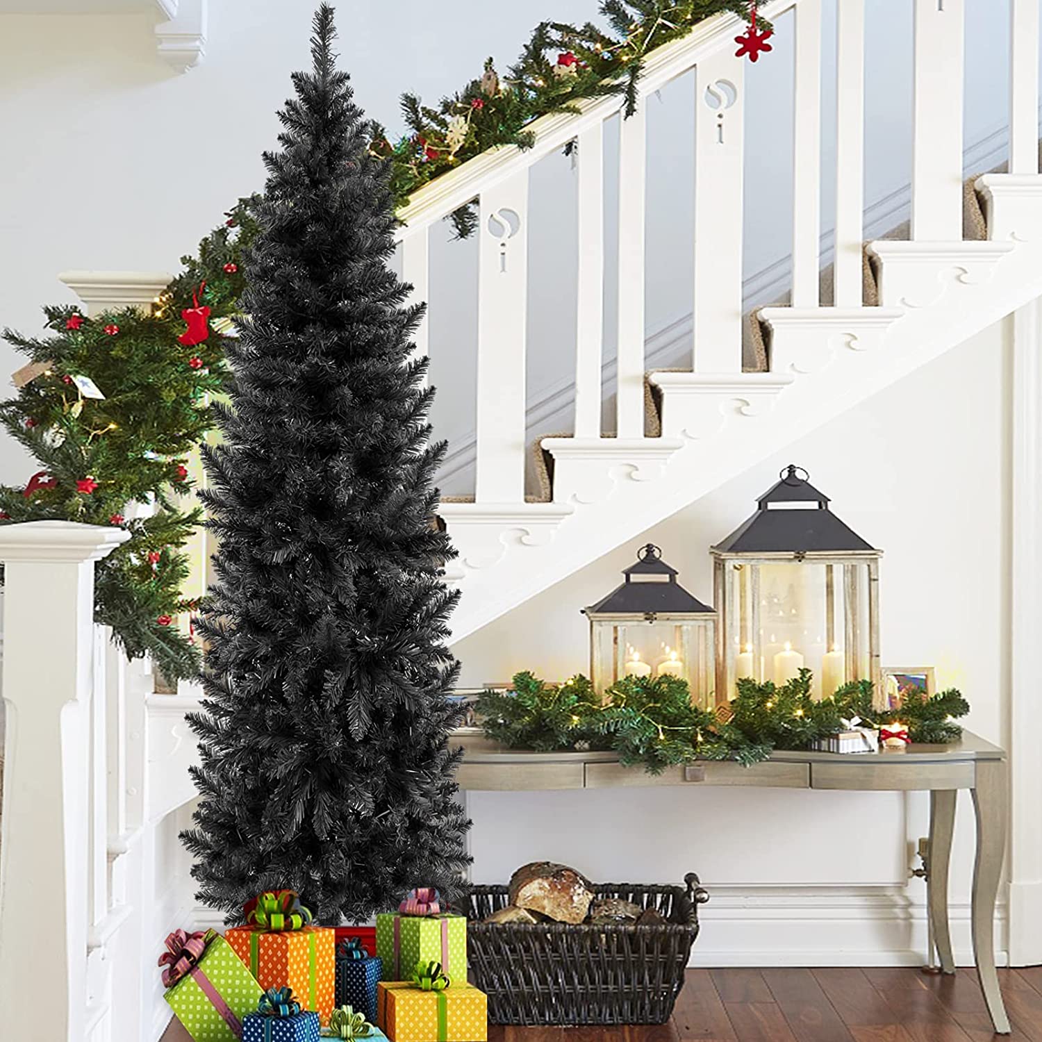 6.5ft Christmas, Halloween Tree Pencil, Black