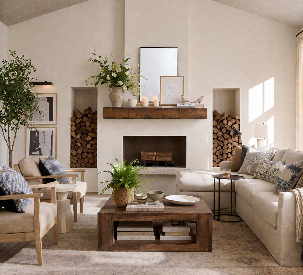 Rustic Poplar Fireplace Mantel Shelf