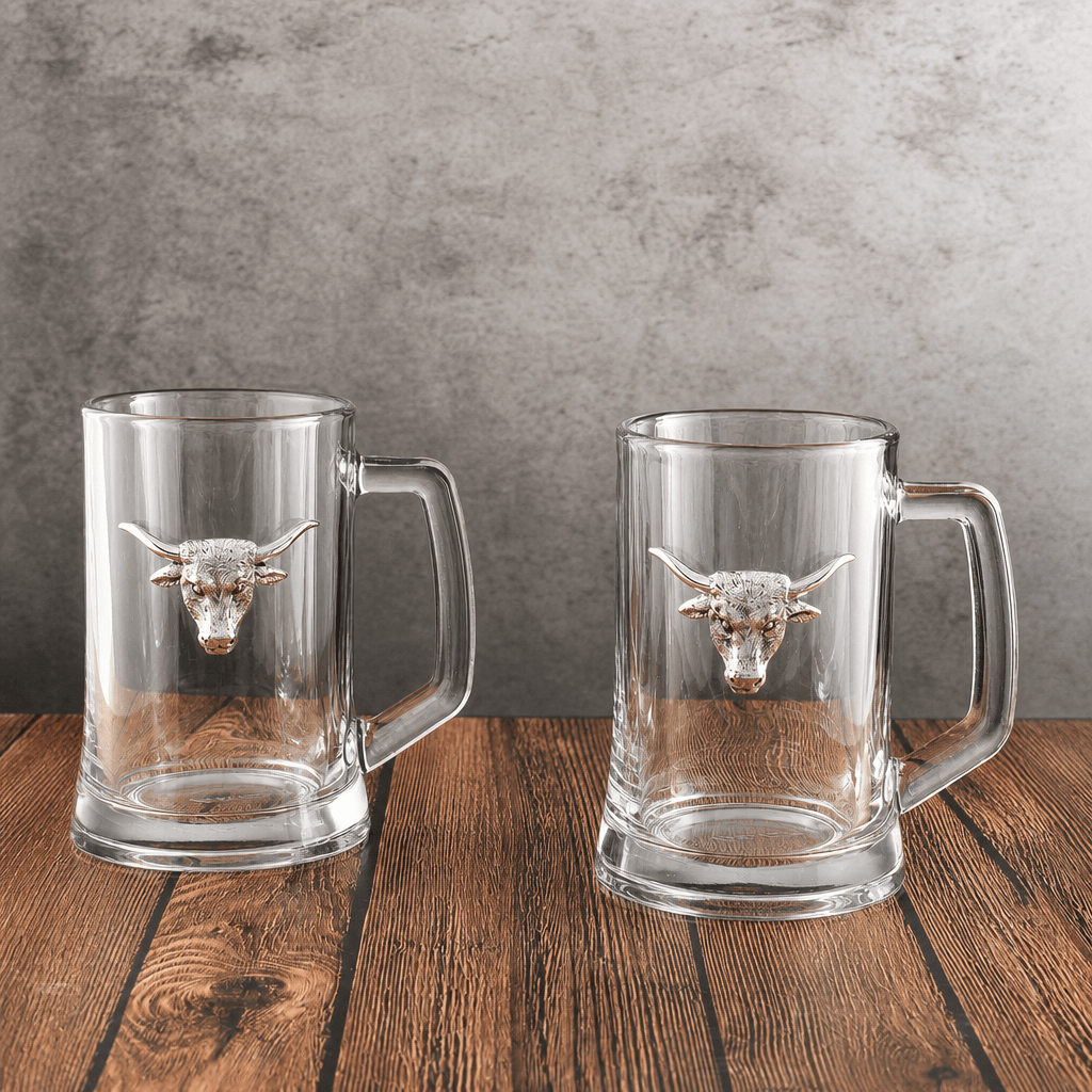 Longhorn Beer Mugs - Set of 2