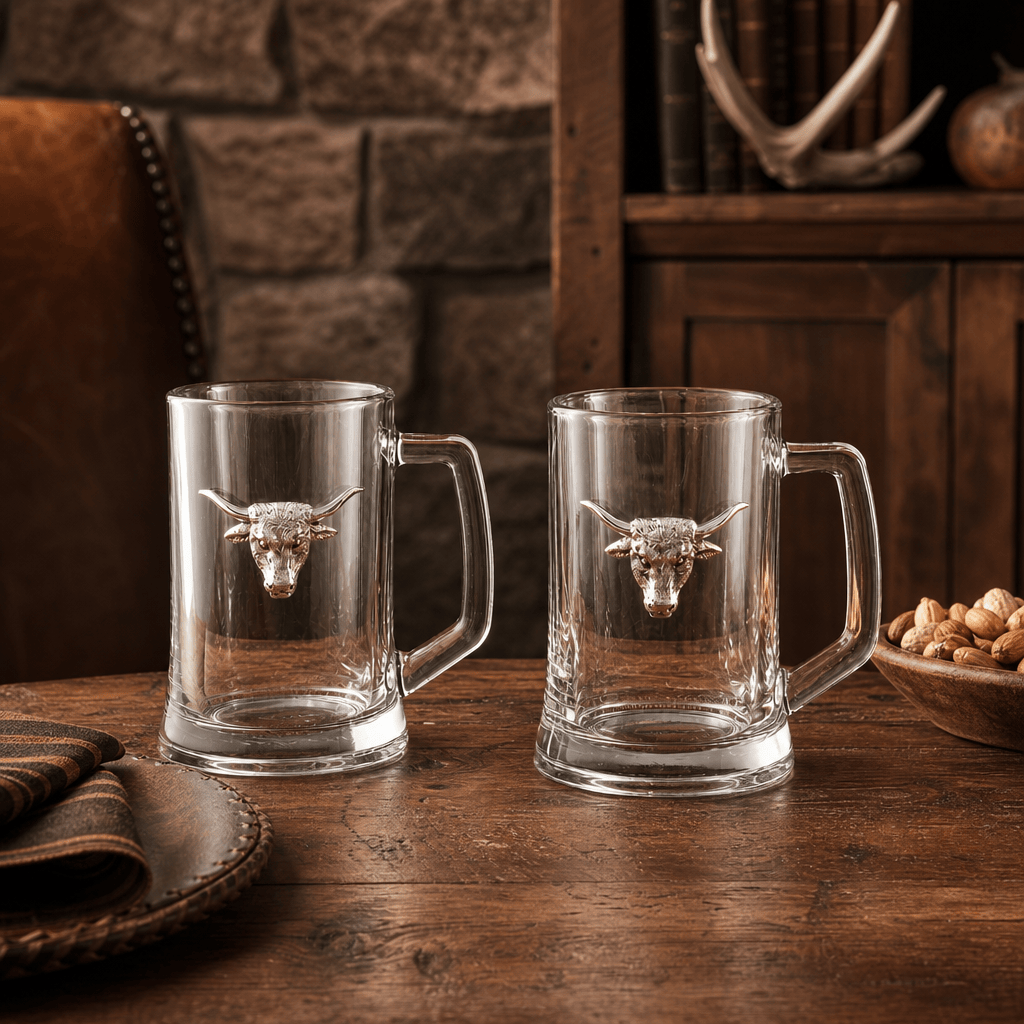 Longhorn Beer Mugs - Set of 2