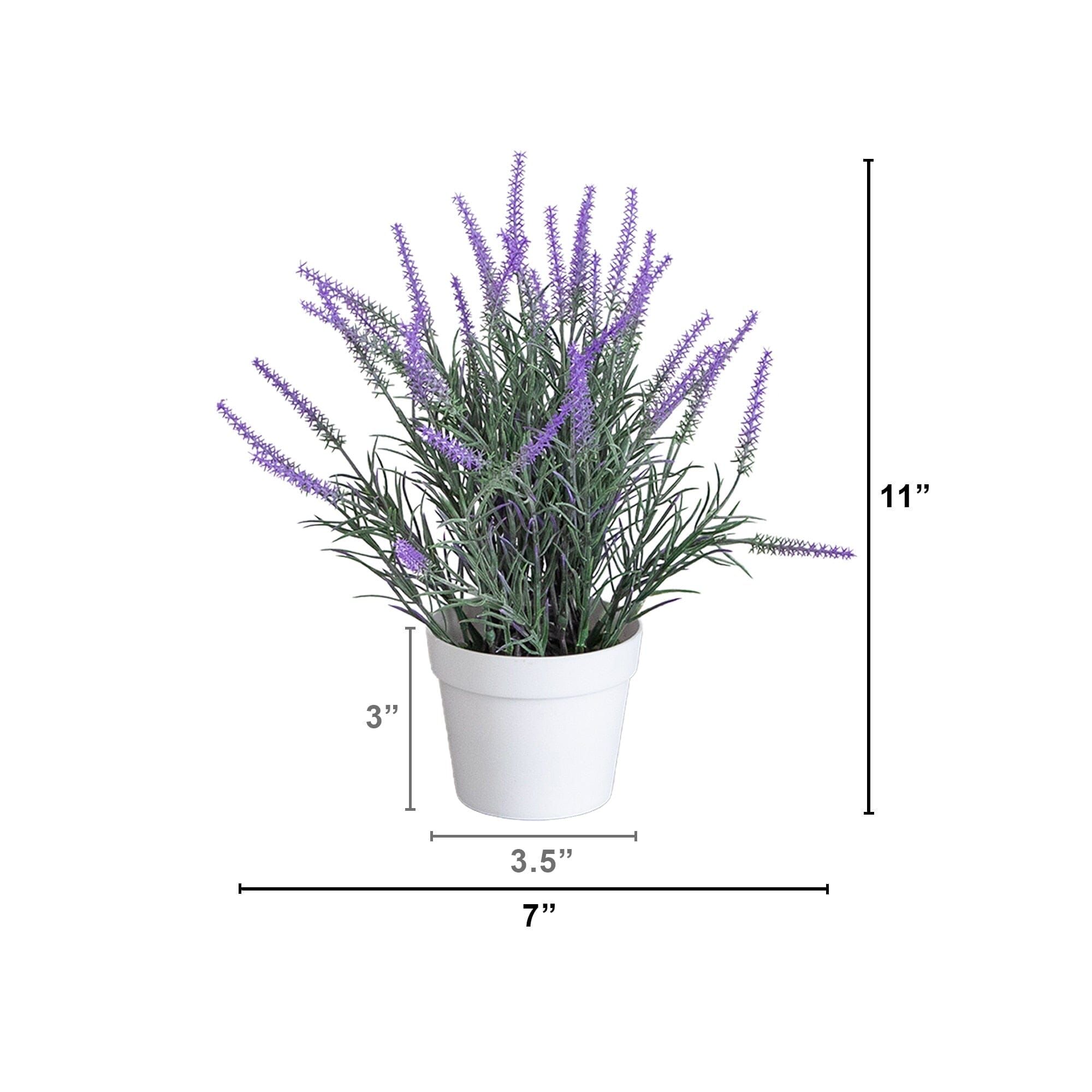 11” Artificial Lavender Plant in White Pot - Set of 3