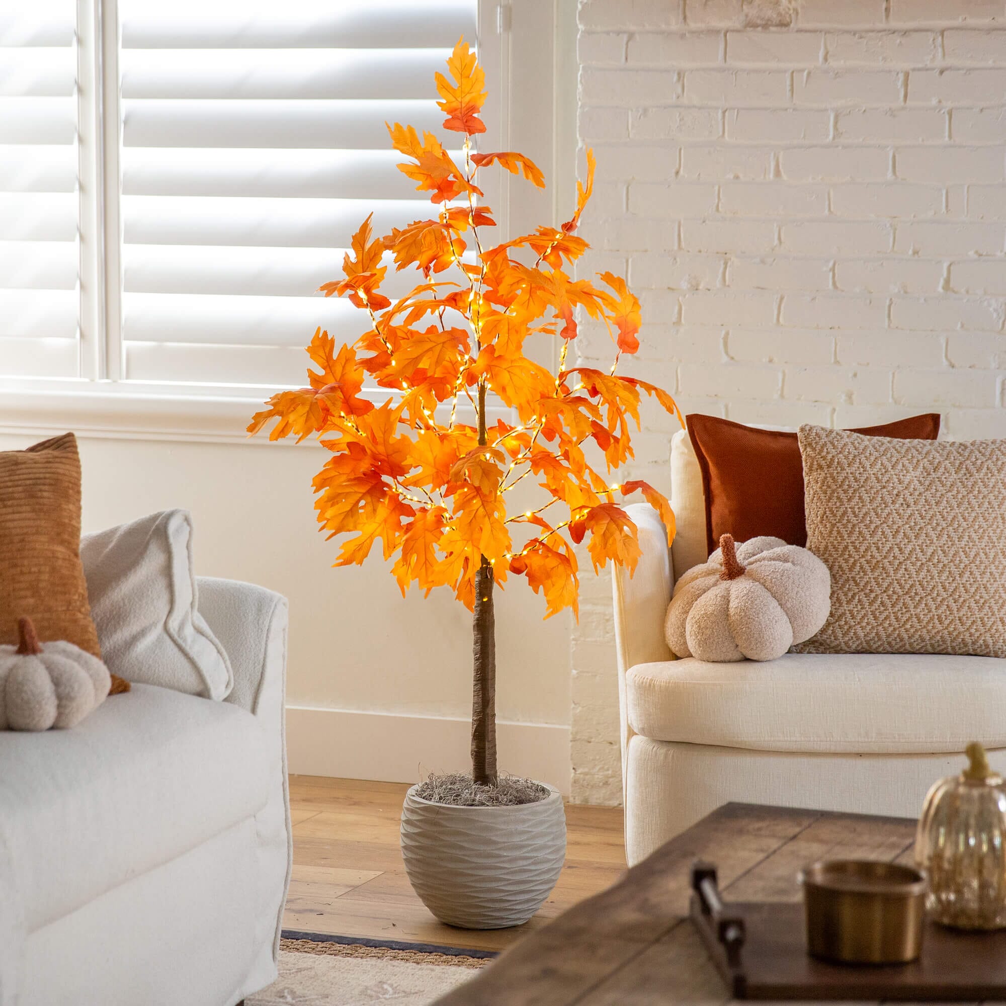 4' Pre-Lit Autumn Maple Artificial Fall Tree with 180 Warm White LED Lights