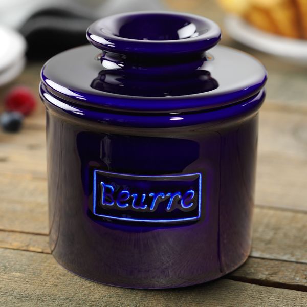 Cobalt Blue Cafe Retro Butter Bell Crock
